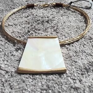 Robert Lee Morris capiz shell wire collar choker necklace "RLM Soho" gold-tone